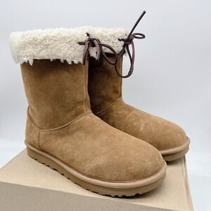 UGG Australia Sarissa Shearling Short Chestnut Waterproof Boots Suede US 11